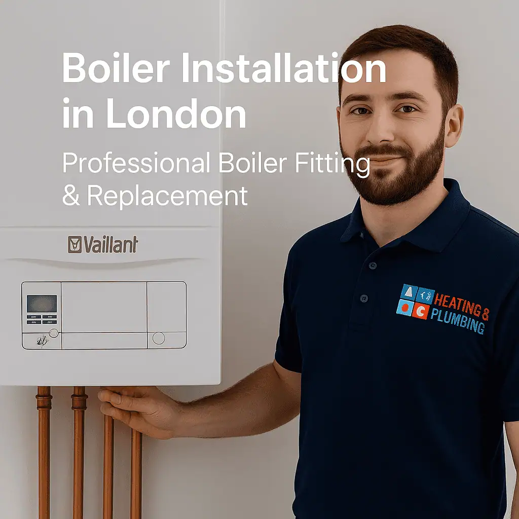boiler-installation-in-london Certified heating engineer installing a boiler in London — A&C Heating and Plumbing Ltd