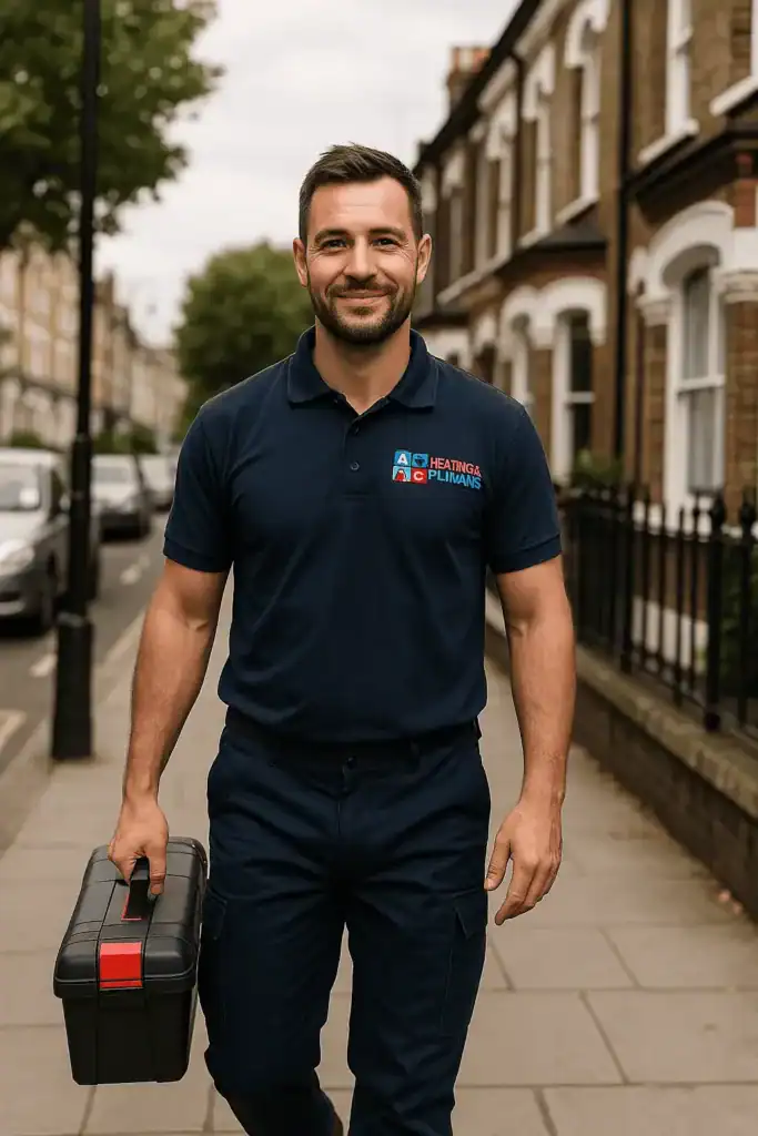 boiler-repair-willesden Heating engineer from A&C Heating and Plumbing Ltd servicing a wall-mounted combi boiler inside a London home, in a well-lit interior during a boiler repair in Willesden.