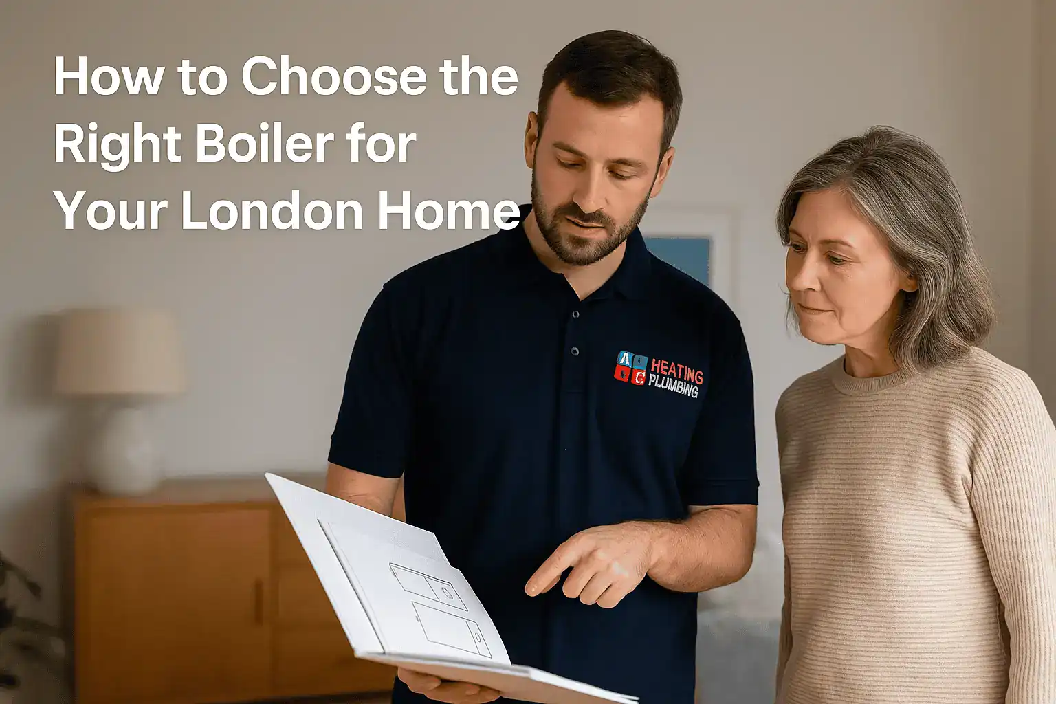 A Gas Safe engineer advising a London homeowner on boiler options
